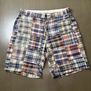 Vintage Polo Ralph Lauren Men’s Prospect Madras Patchwork Plaid Shorts 34 Cotton